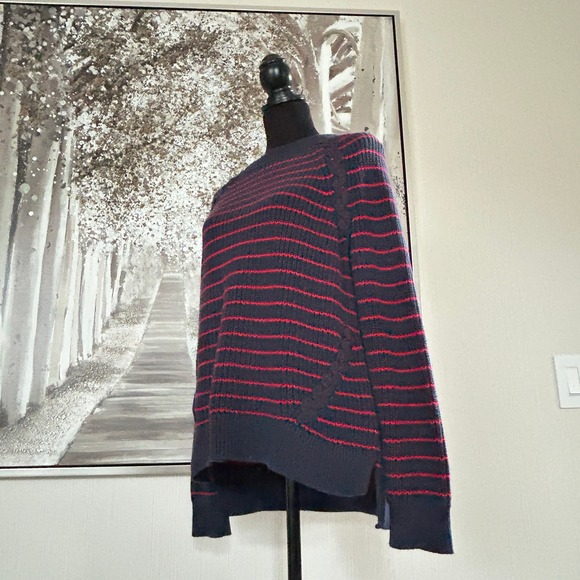 Vineyard Vines Break Stripe Lattice Crew Cotton Merino Wool Sweater - Size M - Picture 7 of 10